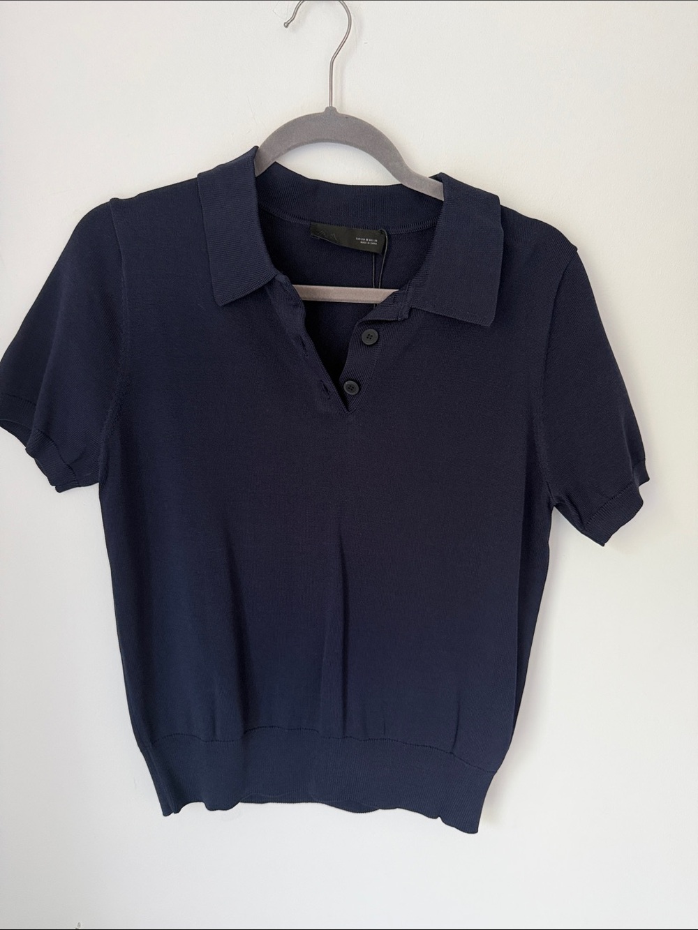 Zara Navy Polo Knit Top